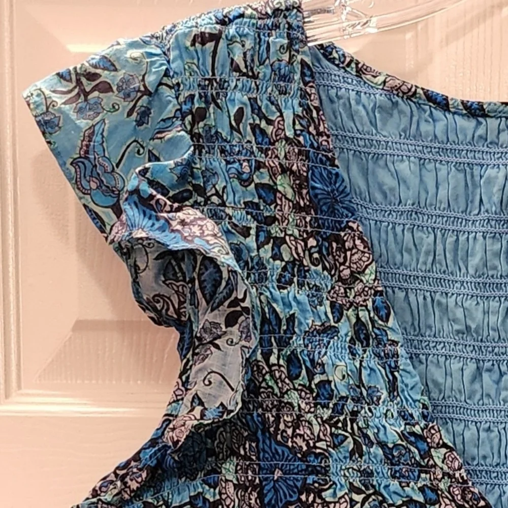 Anthropologie Peregrine Mini Dress • Blue Flutter Sleeves • Sexy V-Neck • XL - Picture 5 of 10